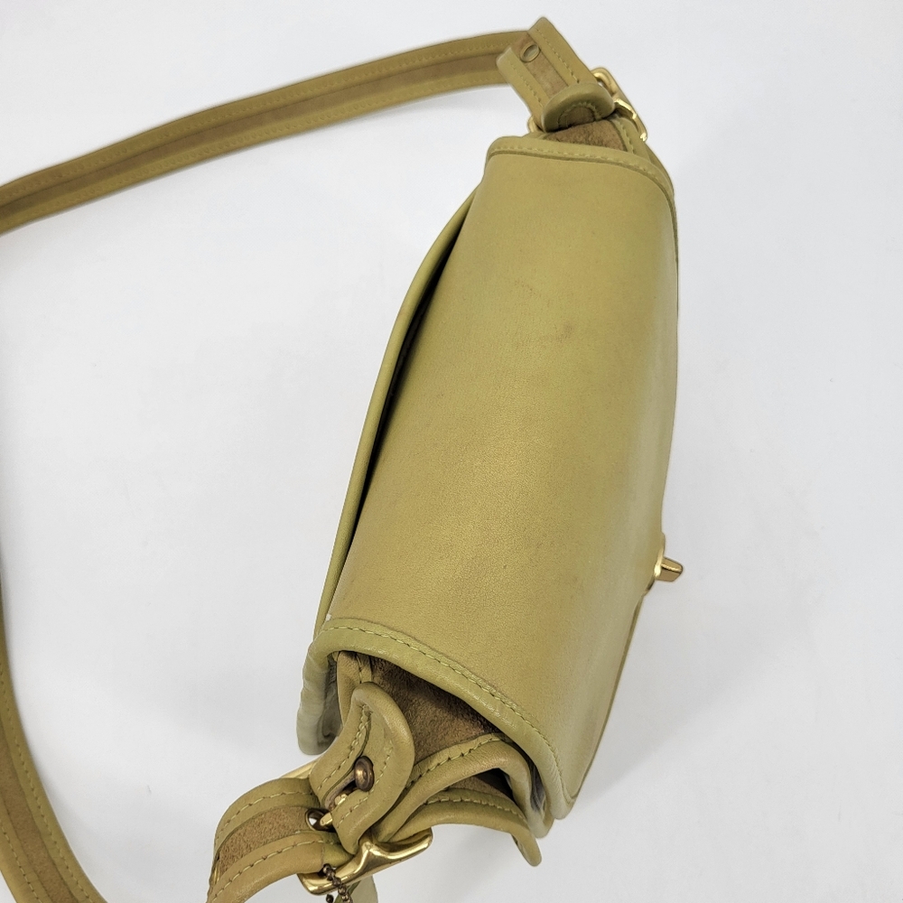 Vintage Coach Legacy Small Fold Over Flap Shoulder Bag Purse Green Leather - Picture 5 of 13